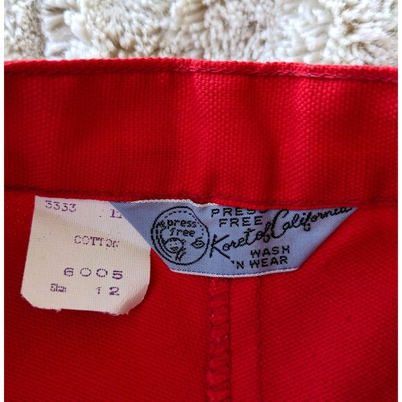 Vintage 1960 Deadstock Koret of CA Red Twill Button Front Full Skirt, Size 0/2 - Picture 5 of 10